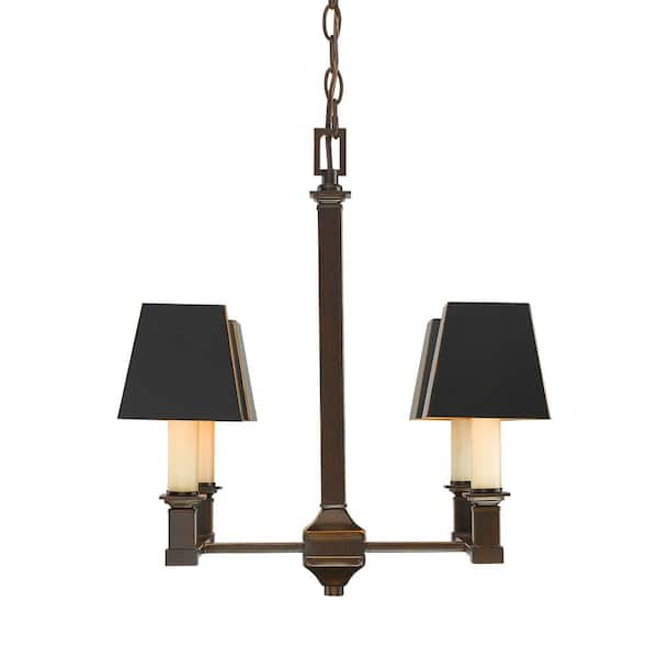 Golden Lighting Bradley 4-Light Cordoban Bronze Chandelier with Black Metal Shades