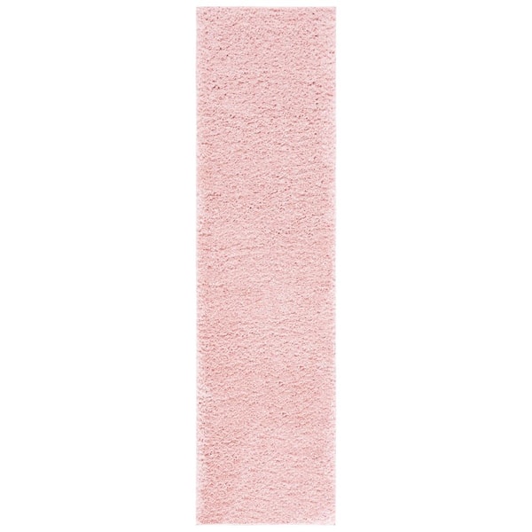 Lindsay Shag 2 ft. x 8 ft. Pink Modern Solid Runner Rug