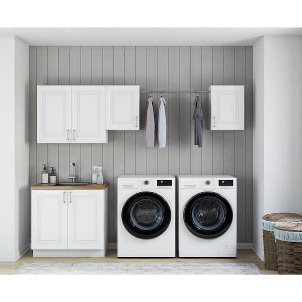 Greenwich Verona White Plywood Shaker Stock Ready to Assemble Kitchen-Laundry Cabinet Kit 24 in. x 84 in. x 106 in.