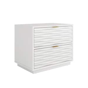 Morgan Main 23.622 in. White Rectangle Engineered Wood End Table with Drawers
