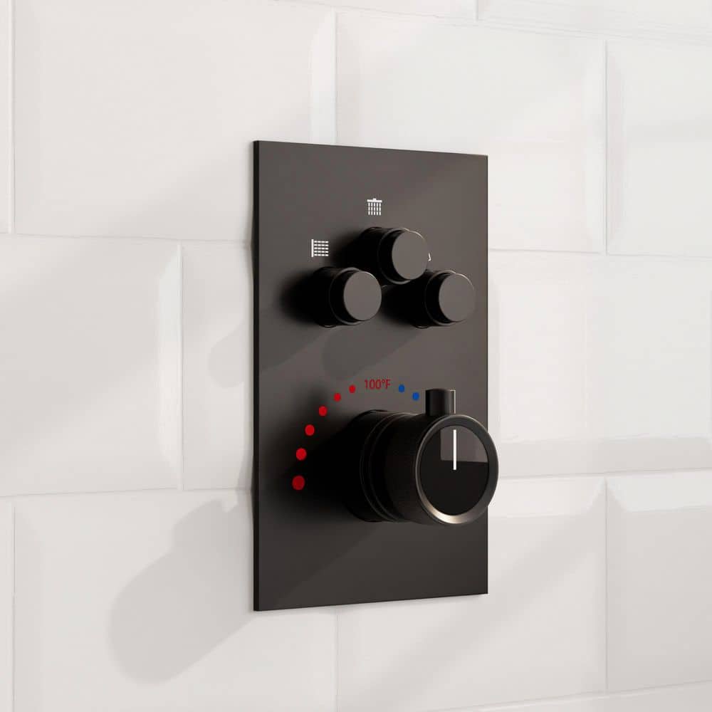 Matte Black Dual Mount Rainfall Shower System with Handheld Spray