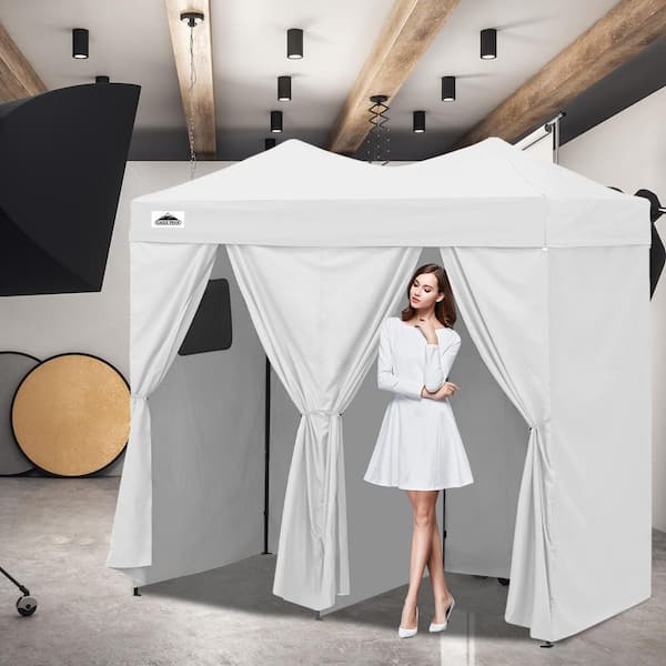 8 ft. x 4 ft. White Flex Double Room Pop-Up Changing Room Canopy Portable Privacy Cabana