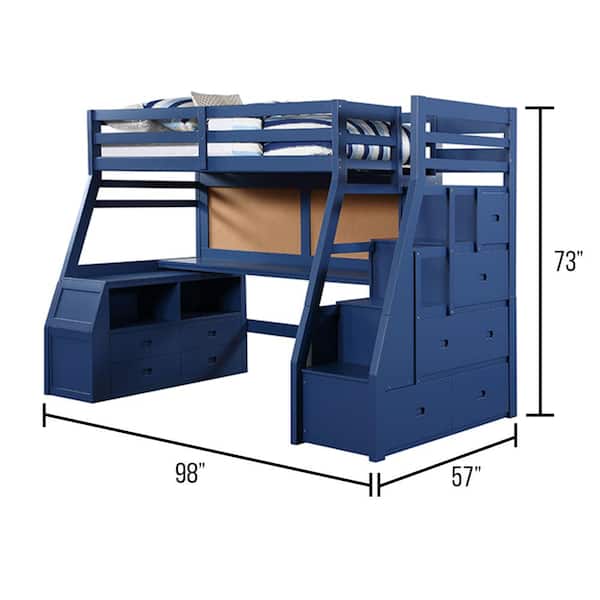 Acme Furniture Jason Ii Navy Blue Storage Twin Loft Bed, Us Navy Bunk Beds