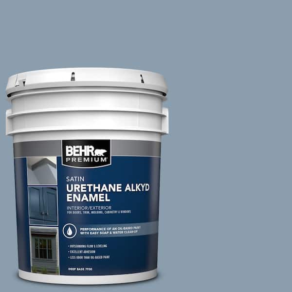 BEHR PREMIUM 5 gal. #BNC-08 Sonata Blue Urethane Alkyd Satin Enamel Interior/Exterior Paint