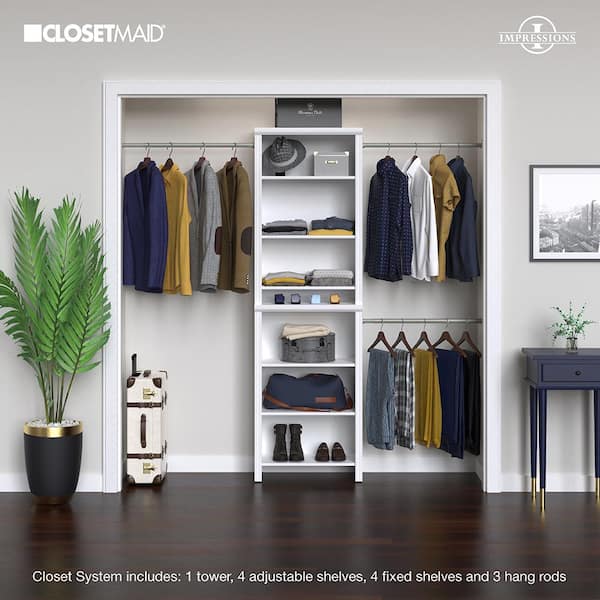 ClosetMaid 14865 Impressions Standard 60 in. W - 120 in. W White Wood Closet System - 2