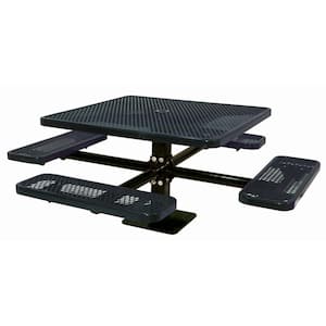 46 in. Diamond Black Commercial Park Surface Mount Square Table