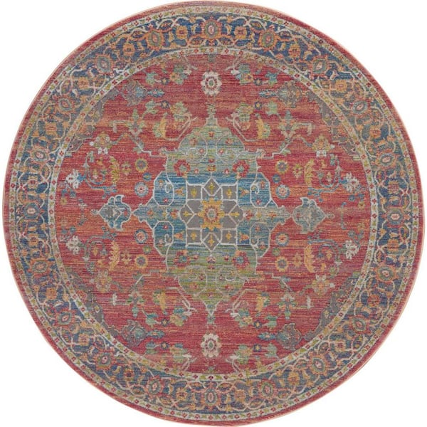 2 ft. x 4 ft. Blue Floral Washable Area Rug