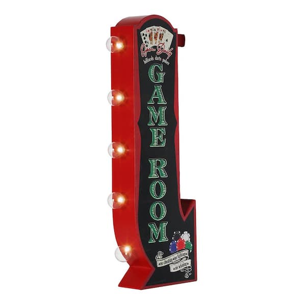 American Art Decor Vintage Game Room Off the Wall LED Iron Metal Marquee Sign, Decorative Sign - 25 in. H x 8.25 in. L x 3 in. D
