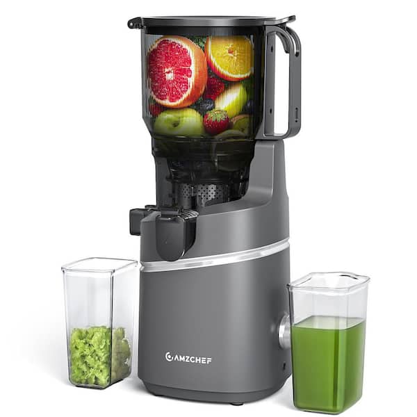 amzchef 250W 85 oz. Gray Masticating Juicer with 5.9 in. Extra Wide Feed Chute, 55 RPM Slow Cold Press Juicer with Large Auger