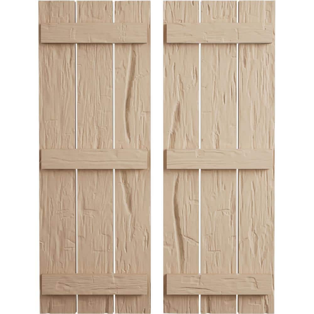 17.5 in. x 68 in. Timberthane Polyurethane 3-Board Spaced Board-n-Batten Hand Hewn Faux Wood Shutters Pair price history on PriceWatchPro