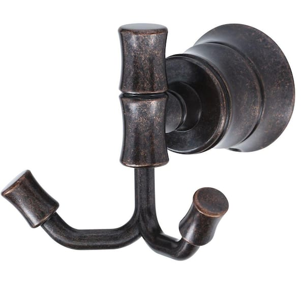 Bamboo Double Robe Hook in Heritage Bronze