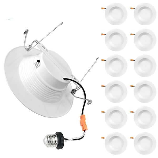 12-Pack 6 in. 5CCT Retrofit Recessed Light Fixtures, Dimmable E26 Screw, Integrated LED Recessed Light Trim, 1050 Lumens