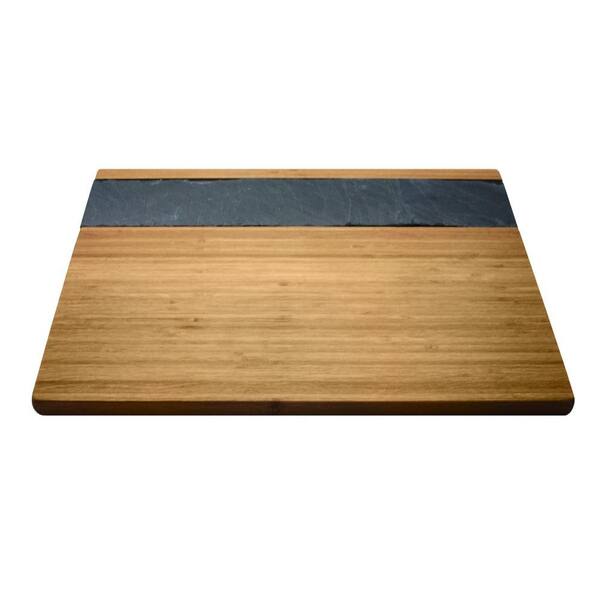 Epicureanist 11.88 in. W x 15.74 in. L x .63 in. H Bamboo and Slate Cheese Serving Tray