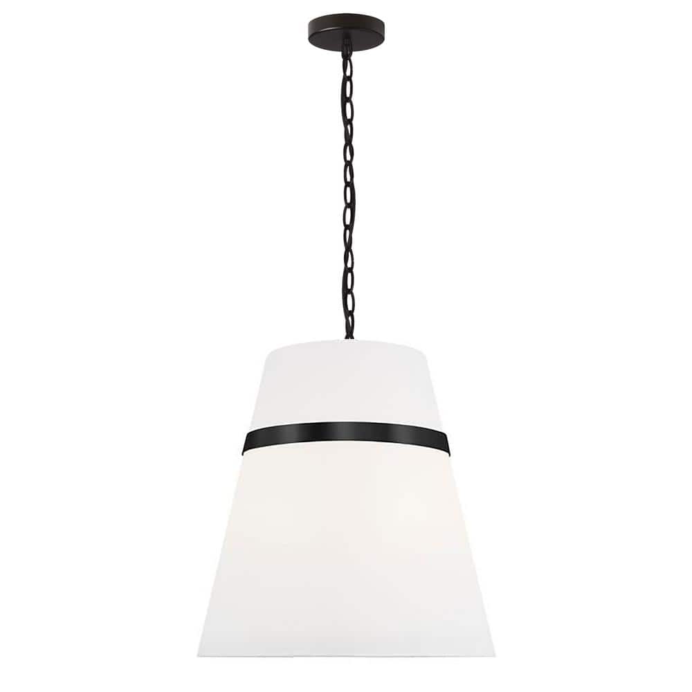 Symphony 3-Light Matte Black Pendant with White Fabric Shade