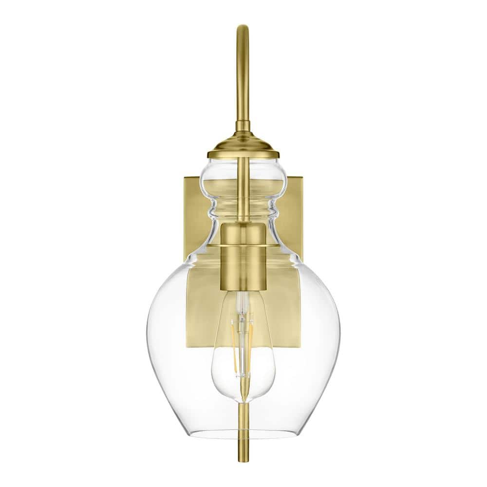 Home Decorators Collection Bakerston 1-Light Brushed Brass Wall Sconce ...