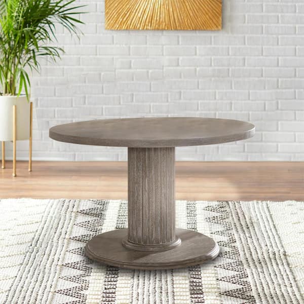 Acme Furniture Gabrian Reclaimed Gray Wood Material 47 in. width Pedestal  type Dining Table with 4 seats 71725 - The Home Depot