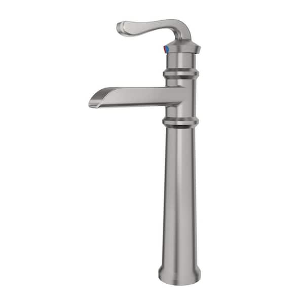 HOMEMYSTIQUE Single Handle Vessel Sink Faucet with Supply Lines in Brushed Nickel