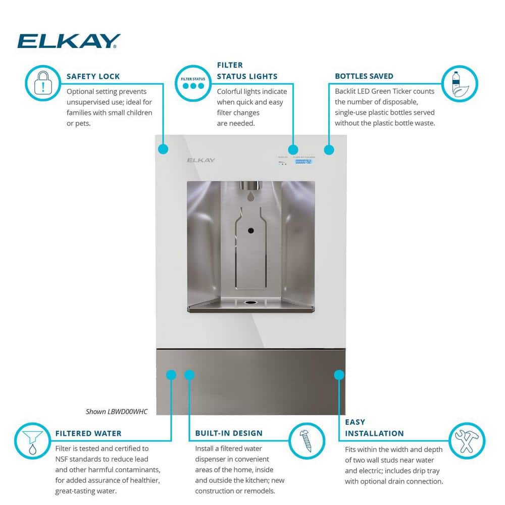 Aspen White Built-in Filtered Water Dispenser with Stainless Steel Front