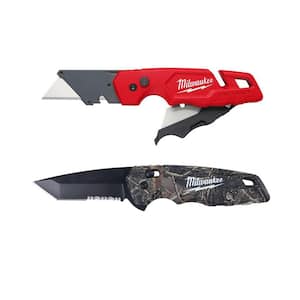 FASTBACK 1.27 in. Folding Utility Knife with Blade Storage & FASTBACK Camo Spring Assisted Folding Knife (2-Pack)