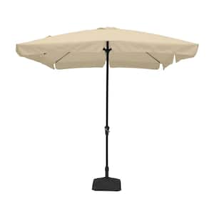 10 ft. x 8 ft. Rectangle Beige Market Patio Umbrella with Square Umbrella Base
