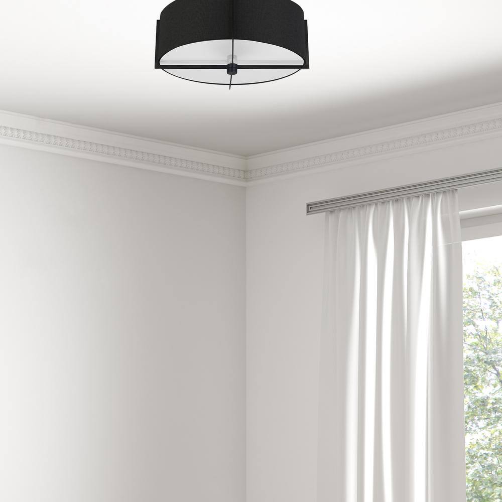 Matte Black and White Glass Drum Ceiling Light