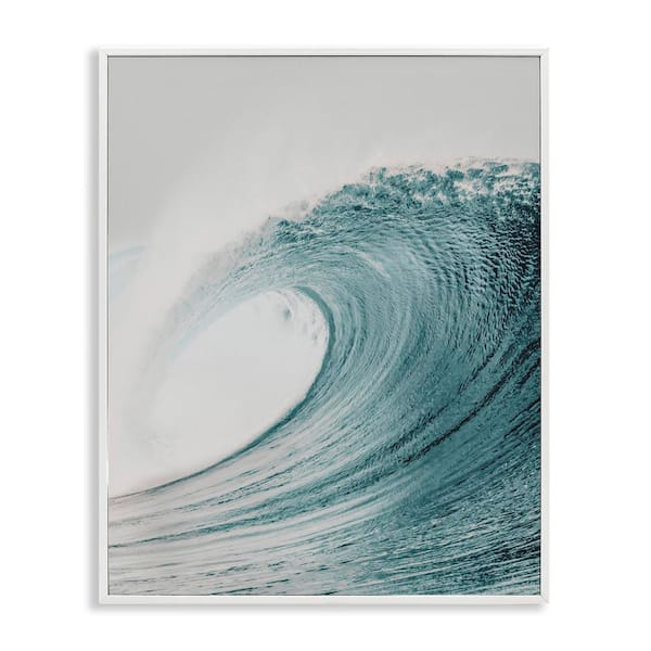 Big Curled Sea Wave by LSR Design Studio White Framed Coastal Giclee Art Print 20 in. x 16 in.