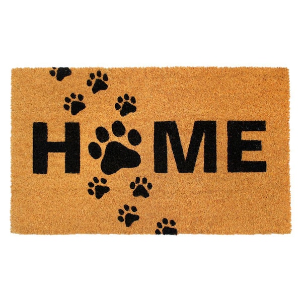 Unbranded Natural 18 in. x 30 in. Puppy Paws Home Coir Doormat