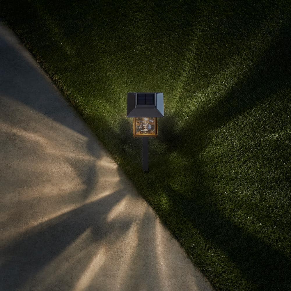 Hampton Bay Parkwood 14 Lumen Bronze 2-Tone Finish LED Weather Resistant Outdoor Solar Path Light with Glass Lens (2-Pack) 52300-024