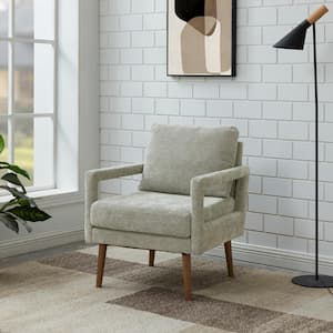 Lilas Light Grey Wood Legs Modern Chenille Fabric Accent Armchair