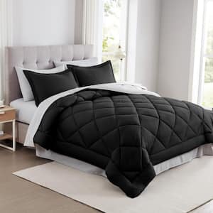 Bed In a Bag 7-Piece Black Microfiber Comforter Set, Full