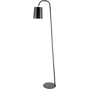 Saige 65 in. Black Indoor Floor Lamp with Black Barrel Shaped Shade