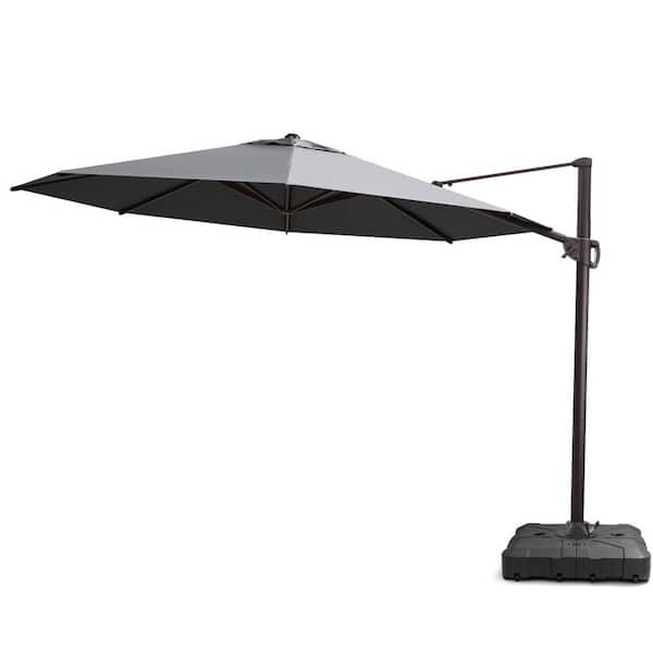 Pellebant 12.5 ft. Round Outdoor 360° Rotation Cantilever Patio Umbrella in Gray with Base Included