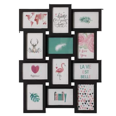 Malden International Designs 2-4 in. x 4 and 6-4 in. x 6 and 1-5 in. x 7  in. Black 9-Opening Array Puzzle Collage Picture Frame 2132-90 - The Home  Depot