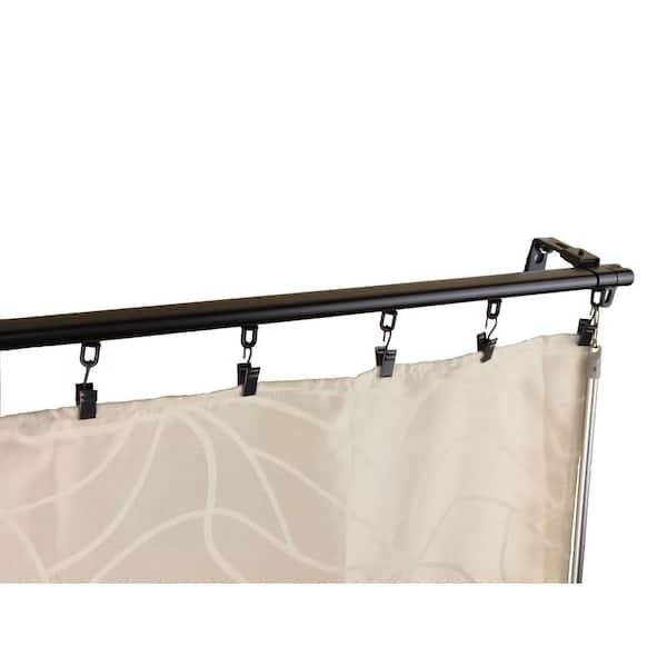 48-84 in Curtain Rod Set Adjustable Baton Track Window Kit Black Drapery Pole 