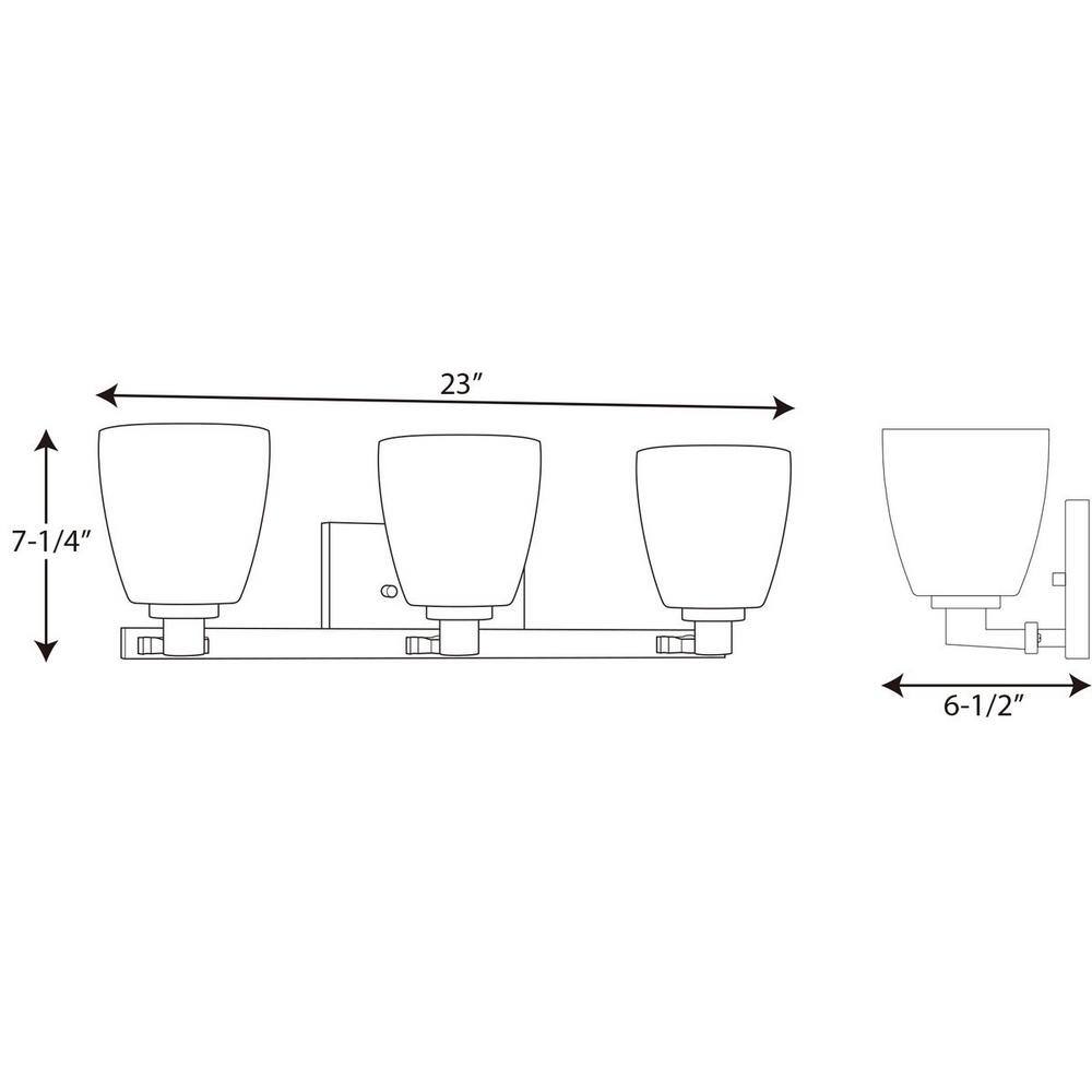 Polished Chrome 3-Light Bath Vanity Fixture with Etched Opal Glass