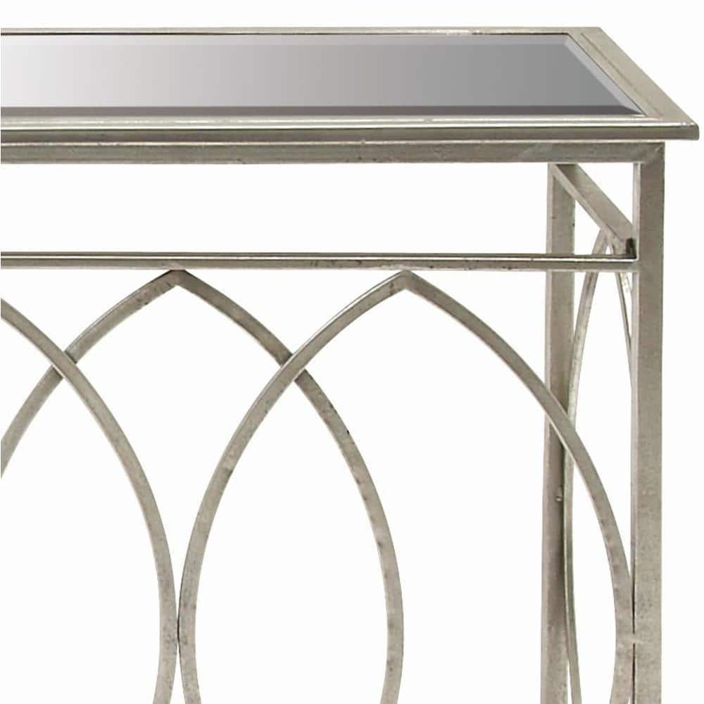 Silver Metal and Glass Geometric Console Table