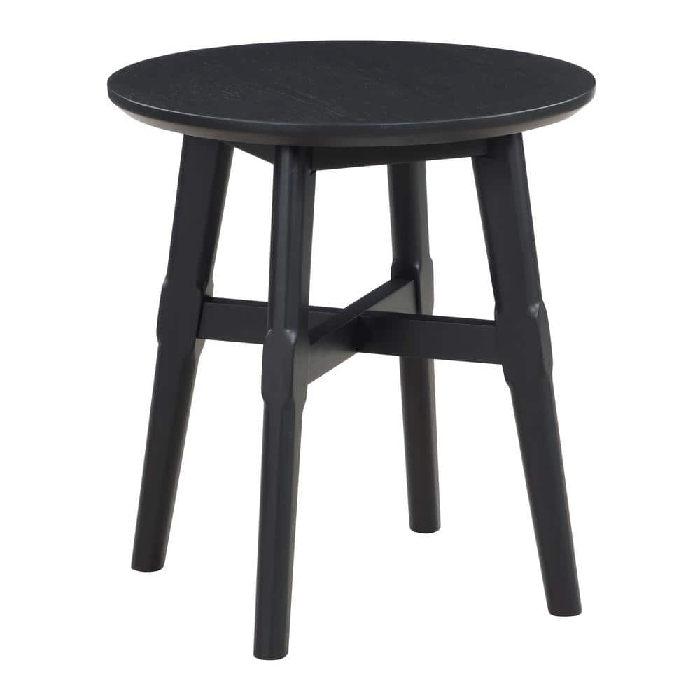 Oslo Black Round Wood Mid-Century Modern End Table