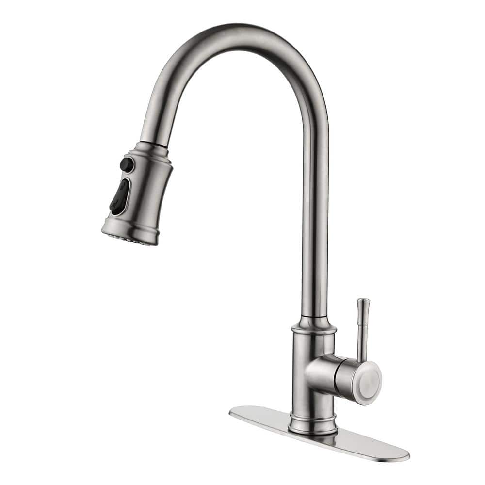 Fapully Single Handle Pull Down Sprayer Kitchen Faucet with in Brushed