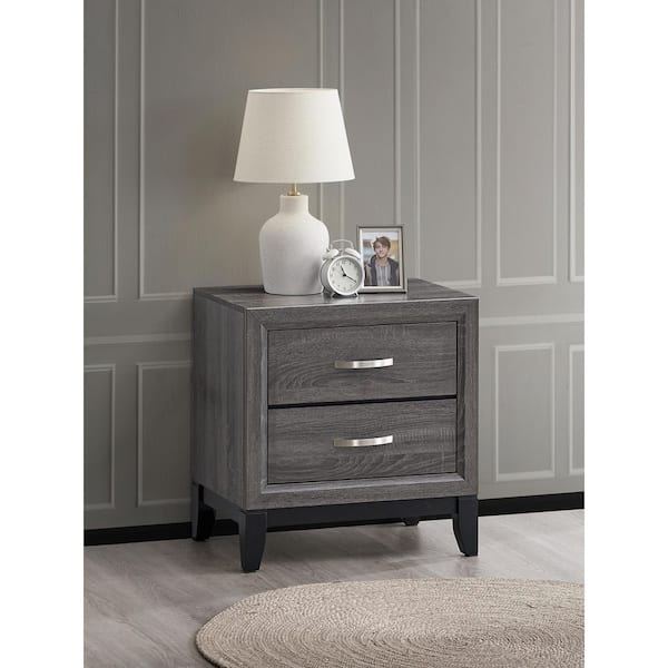 Glasgow Gray 2-Drawer 24 in. W Nightstand