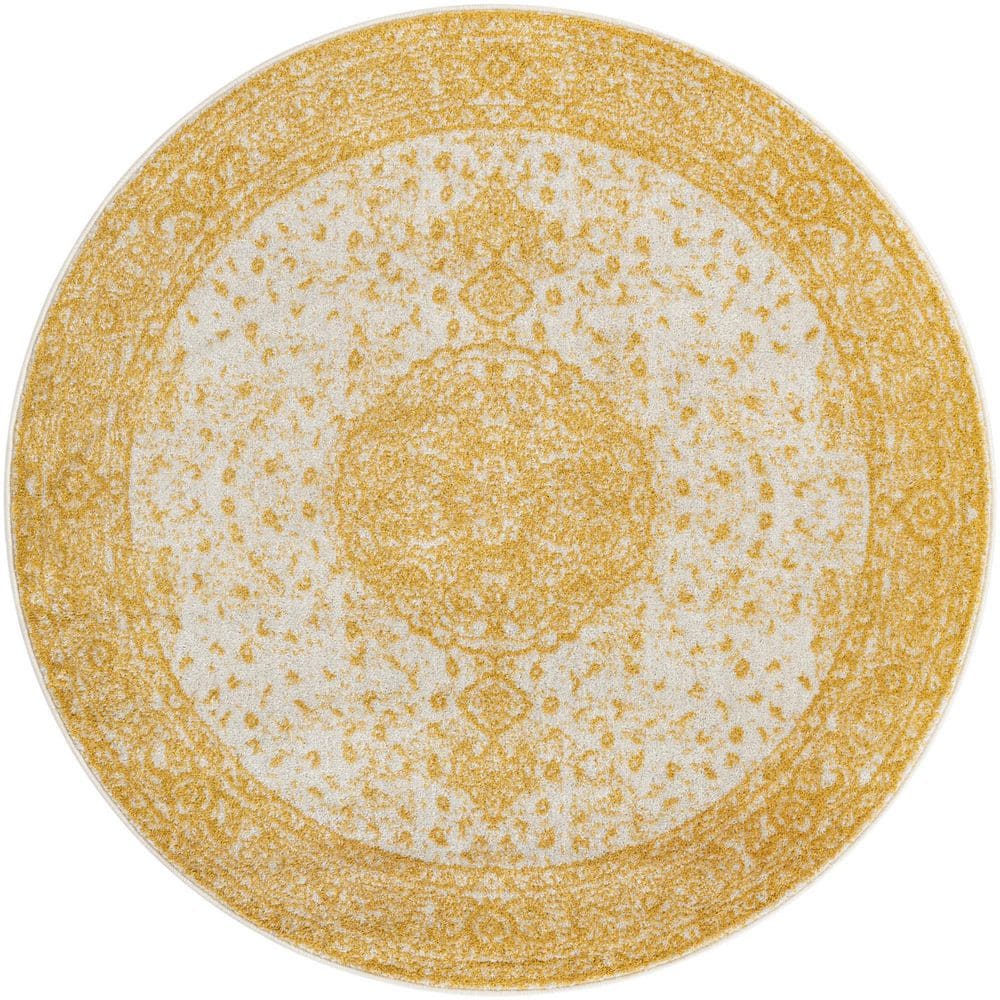 Yellow 5 ft. Round Bromley Area Rug price history on PriceWatchPro