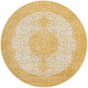 Yellow 5 ft. Round Bromley Area Rug