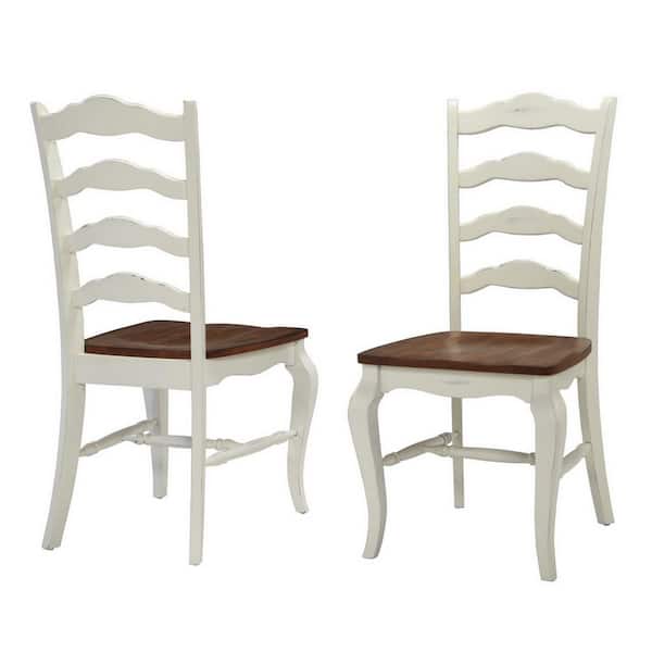 HOMESTYLES French Countryside Rubbed White Oak Dining Chair (Set of 2)