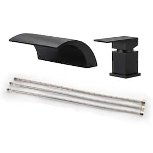 Ami Single-Handle Tub Deck Mount Roman Tub Faucet With Waterfall Spout in Matte Black