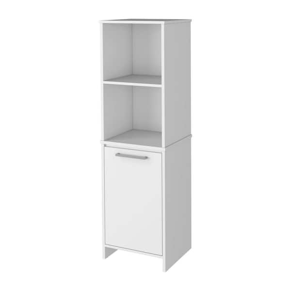 Danforth Pantry Cabinet, Single Door Cabinet, 4-Shelves in White