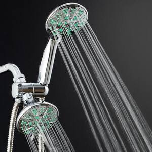 Antimicrobial 30-Spray 4 in. High Pressure 3-Way Dual Shower Head and Handheld Shower Head Combo in Chrome