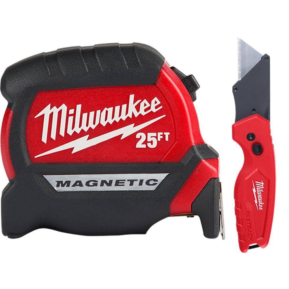 Photos - Tape Measure and Surveyor Tape Milwaukee 25 ft. x 1 in. Compact Magnetic Tape Measure with 15 ft. Reach and FASTBAC 