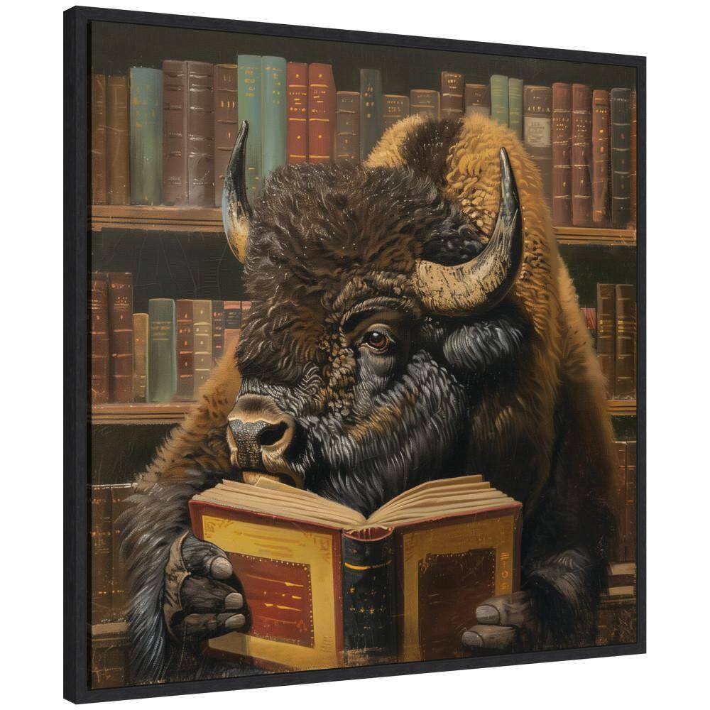 "Sylvie ""Traditional Buffalo Reading in Library"" by The Creative Bunch Studio Black Framed Art Print 30 in. x 30 in." price history on PriceWatchPro