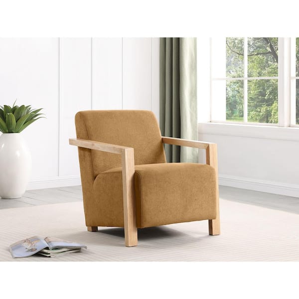 Coaster Diego Honey and Natural Fabric Accent Chair with Wooden Track Arm