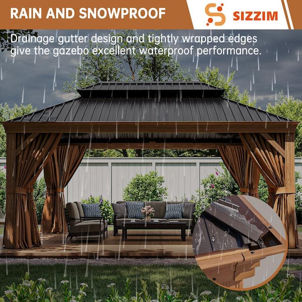 Sizzim 16 ft. x 12 ft. Wood Grain Double Galvanized Steel