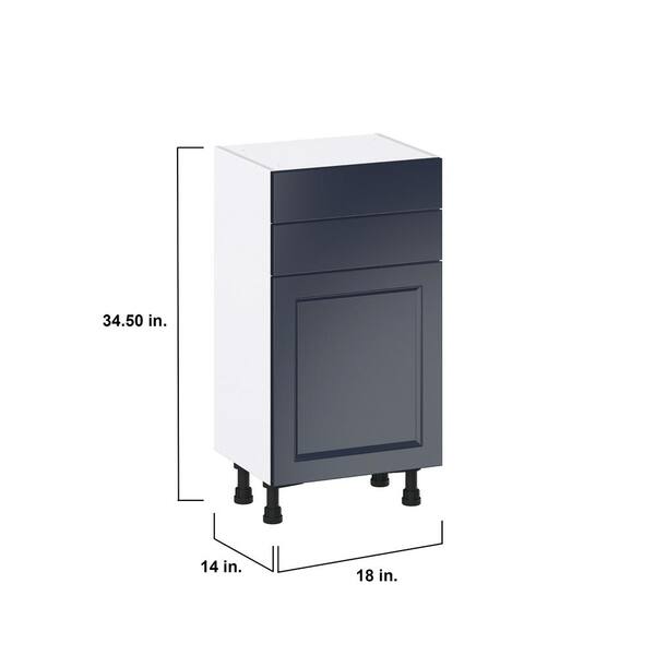J COLLECTION 18 in. W x 24 in. D x 34.5 in. H Devon Painted Blue Shaker Assembled Base Kitchen Cabinet with 4-Drawers